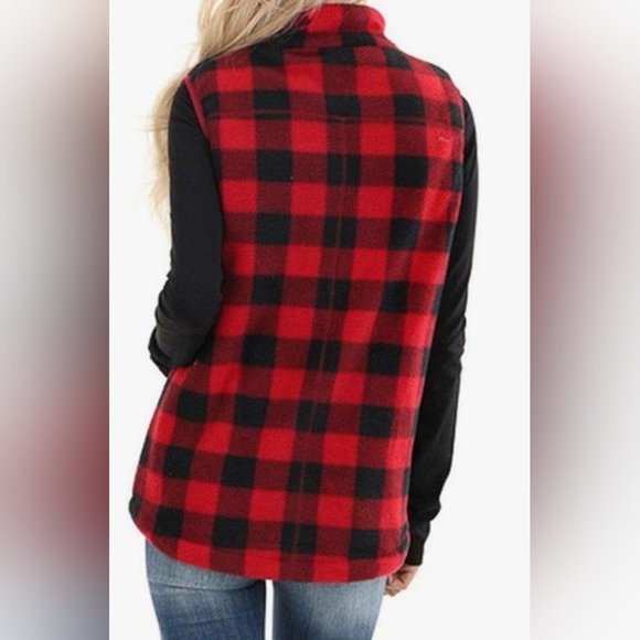 Red and Black Fleece Vest - Picture 3 of 3
